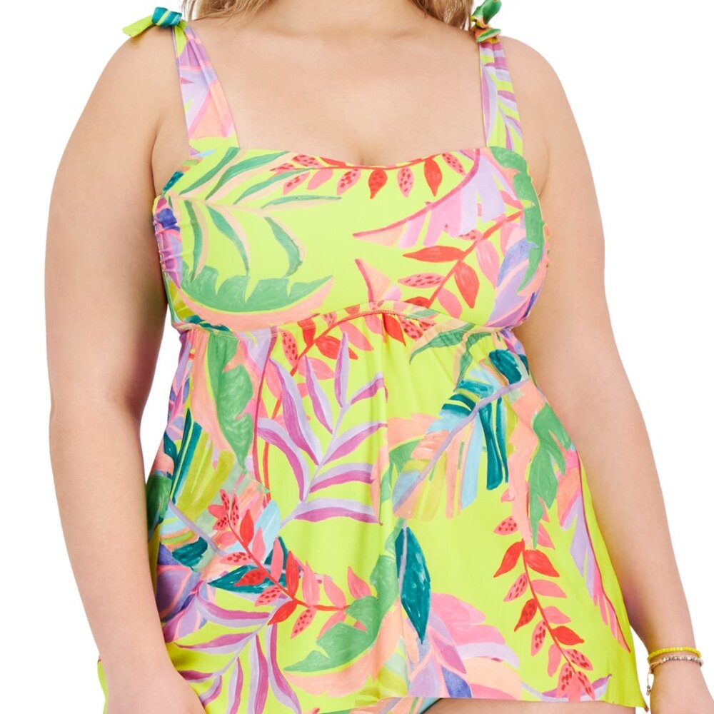 Becca Etc Plus Size Costa Bella Tie-Strap Tankini Swim Top